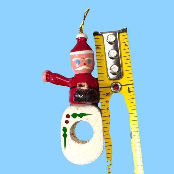 Vintage Wooden Christmas Ornaments Set 9 Hand-Painted Santa Snowman Soldier Joy - Picture 11 of 12